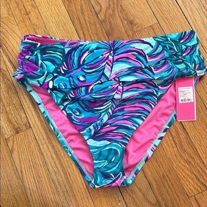NWT Lilly Pulitzer High Waisted Lagoon Sarong Swim Bottom 10
